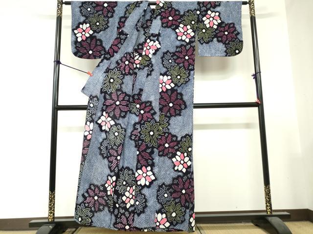 平和屋着物∴夏物 浴衣 有松鳴海絞り 花繋ぎ 綿 逸品 DABI3489cd