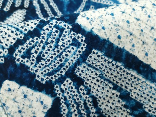 平和屋着物∴夏物 浴衣 有松鳴海絞り 束ね熨斗花文 綿 逸品 DABI3509cd