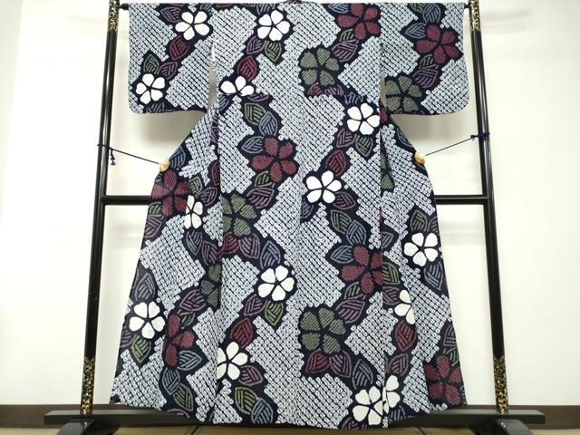 平和屋着物∴夏物 浴衣 有松鳴海絞り 草花文 綿 逸品 DABI3511cd