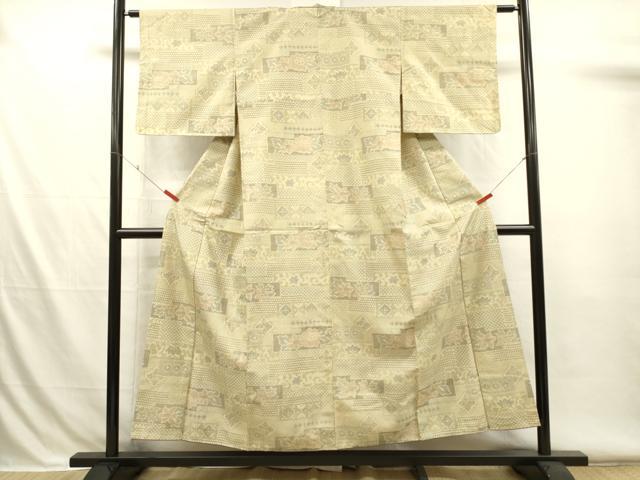 平和屋着物■上質な紬 横段花文 正絹 逸品 DABI3521ya