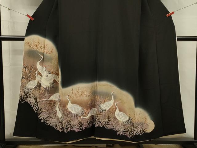 平和屋着物■豪華黒留袖 群鶴文 暈し染め 金彩 正絹 逸品 DABI3528ya