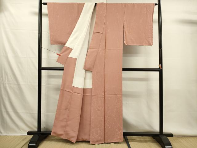 平和屋着物■上質な色無地 草葉地紋 洗朱色 正絹 逸品 DABI3533ya
