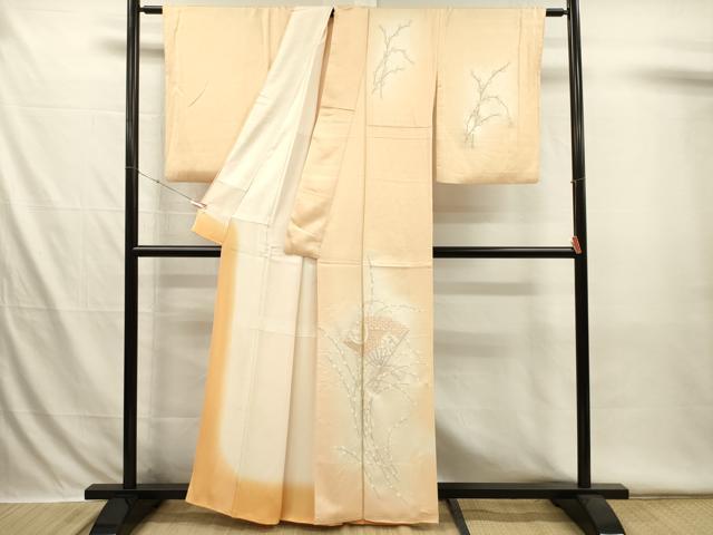 平和屋着物■中国三大刺繍 相良刺繍 総刺繍 訪問着 扇面花鳥文 暈し染め 正絹 逸品 DABI3536ya
