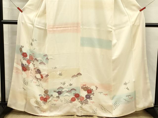 平和屋着物■訪問着 刺繍 草花松文 暈し染め 正絹 逸品 DABI3539ya