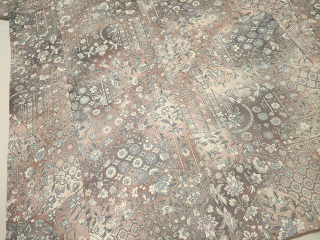 平和屋着物■上質な小紋 更紗花鳥文 暈し染め 正絹 逸品 DABI3546ya