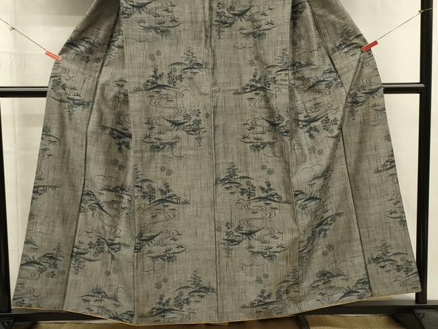 平和屋着物■上質な紬 風景文 正絹 逸品 DABI3558ya