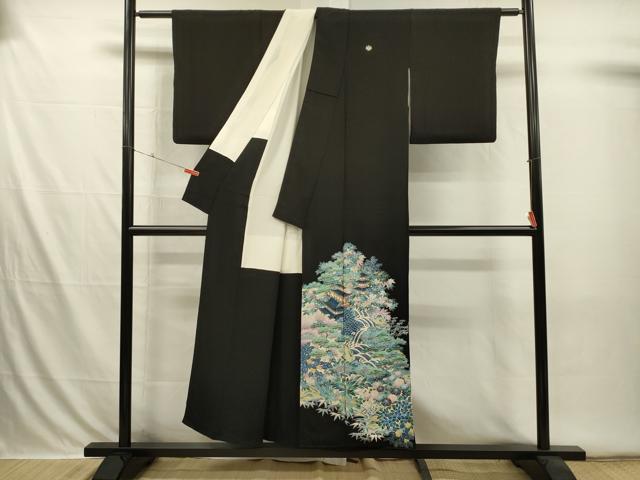 平和屋着物■豪華黒留袖 作家物 流水風景花松文 金彩 正絹 逸品 DABI3560ya
