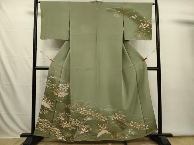平和屋着物■訪問着 駒刺繍 風景花文 松竹梅 暈し染め 金彩 正絹 逸品 DABI3569ya