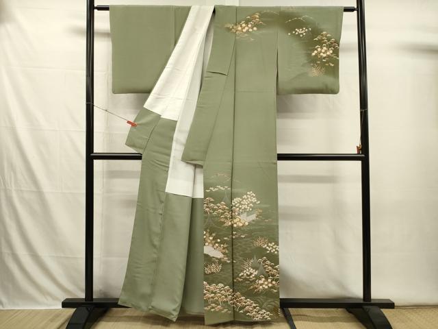 平和屋着物■訪問着 駒刺繍 風景花文 松竹梅 暈し染め 金彩 正絹 逸品 DABI3569ya