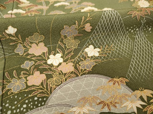 平和屋着物■訪問着 駒刺繍 風景花文 松竹梅 暈し染め 金彩 正絹 逸品 DABI3569ya