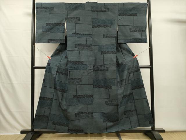 平和屋着物■上質な紬 横段菊文 正絹 逸品 DABI3572ya