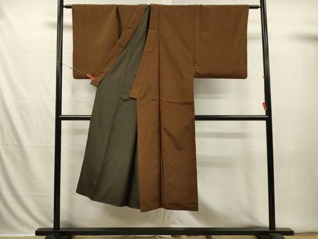 平和屋着物■男性 紬 霞文 黒茶色 正絹 逸品 DABI3573ya