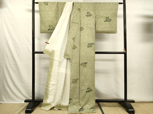 平和屋着物■上質な小紋 総絞り 楓文 正絹 逸品 DABI3583ya