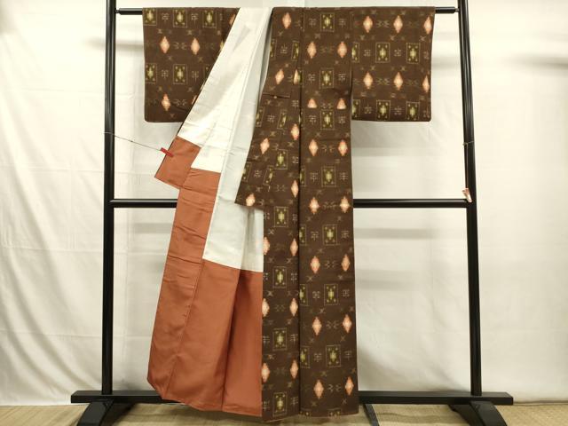 平和屋着物■上質な紬 抽象花文 正絹 逸品 DABI3584ya