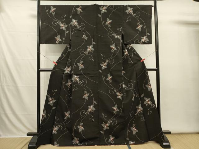 平和屋着物■上質な紬 花唐草文 正絹 逸品 DABI3586ya