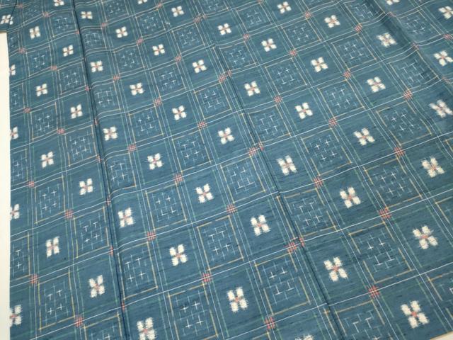 平和屋着物■上質な紬 格子花文 正絹 逸品 DABI3588ya