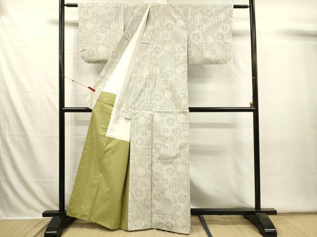 平和屋着物■上質な紬 花絵皿文 正絹 逸品 DABI3591ya