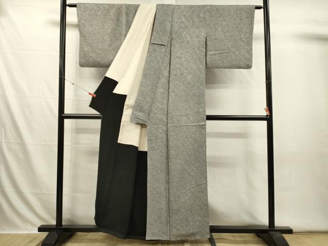 平和屋着物■大変加工の良い総絞り小紋 黒地 正絹 逸品 DABI3595ya