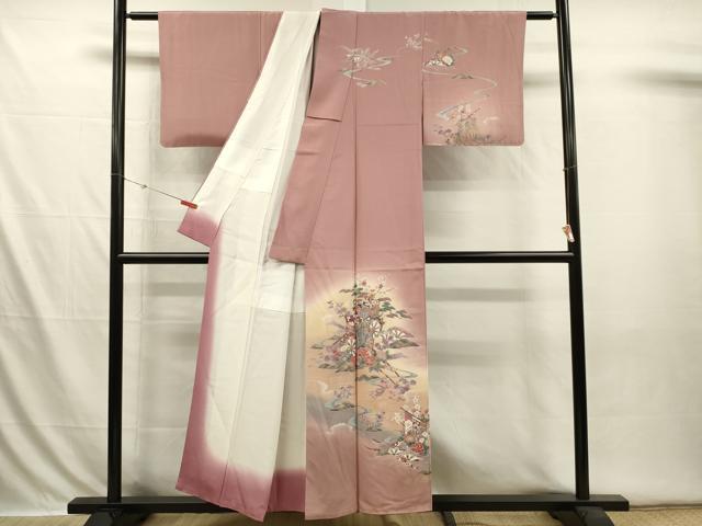 平和屋着物■訪問着 御所車花文 暈し染め 金彩 正絹 逸品 DABI3596ya