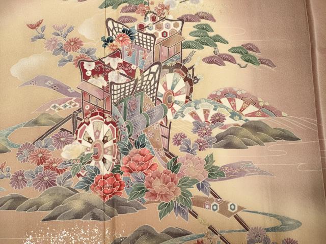平和屋着物■訪問着 御所車花文 暈し染め 金彩 正絹 逸品 DABI3596ya