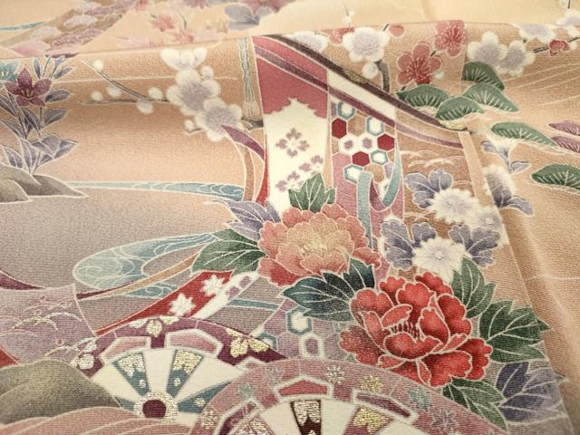 平和屋着物■訪問着 御所車花文 暈し染め 金彩 正絹 逸品 DABI3596ya