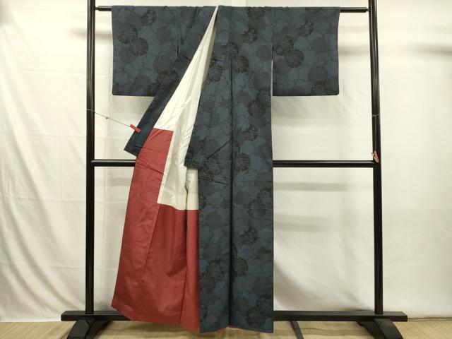 平和屋着物■塩沢紬 雪輪花文 正絹 逸品 DABI3599ya