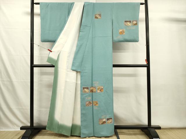 平和屋着物■訪問着 駒刺繍 風景文 金彩 正絹 逸品 DABI3605ya