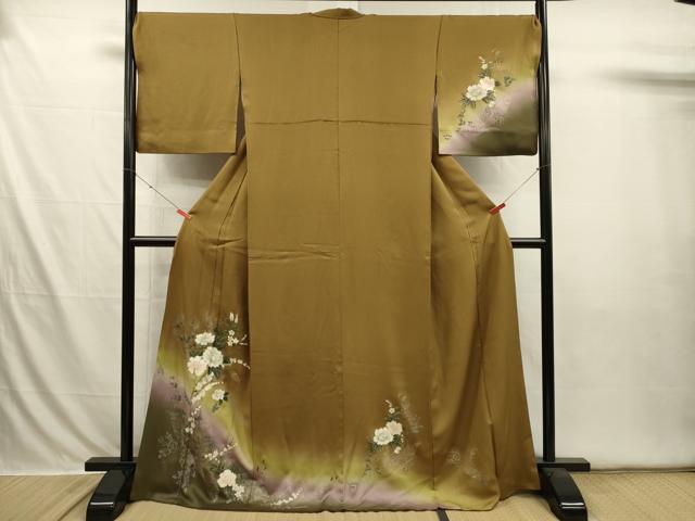 平和屋着物■訪問着 草花文 暈し染め 金銀彩 正絹 逸品 DABI3607ya