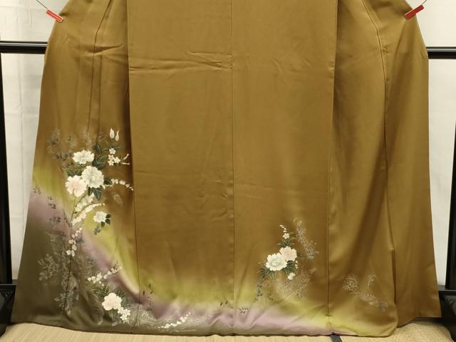 平和屋着物■訪問着 草花文 暈し染め 金銀彩 正絹 逸品 DABI3607ya