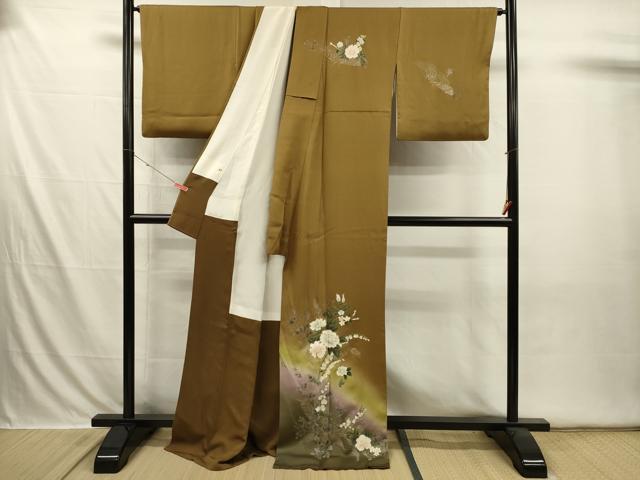 平和屋着物■訪問着 草花文 暈し染め 金銀彩 正絹 逸品 DABI3607ya