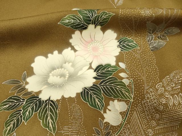 平和屋着物■訪問着 草花文 暈し染め 金銀彩 正絹 逸品 DABI3607ya