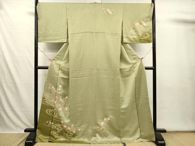 平和屋着物■訪問着 扇面花文 松竹梅 暈し染め 金彩 正絹 逸品 DABI3608ya