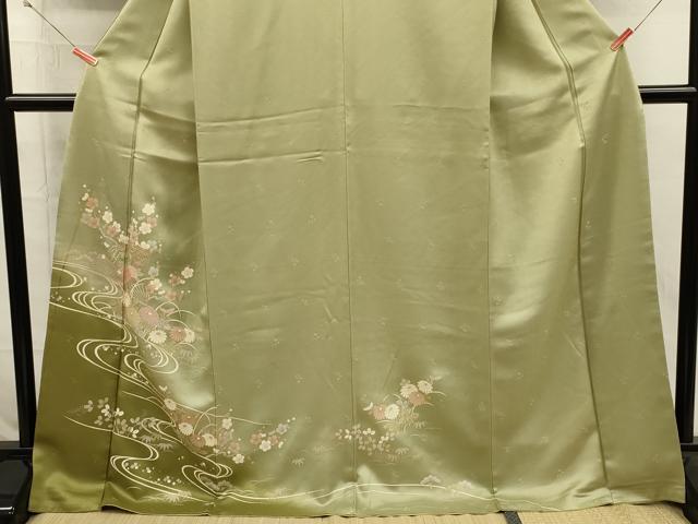 平和屋着物■訪問着 扇面花文 松竹梅 暈し染め 金彩 正絹 逸品 DABI3608ya