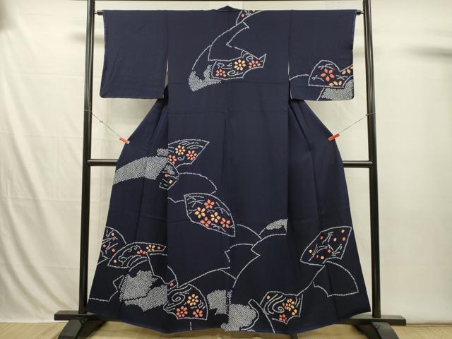 平和屋着物■訪問着 絞り 地紙花文 正絹 逸品 DABI3610ya