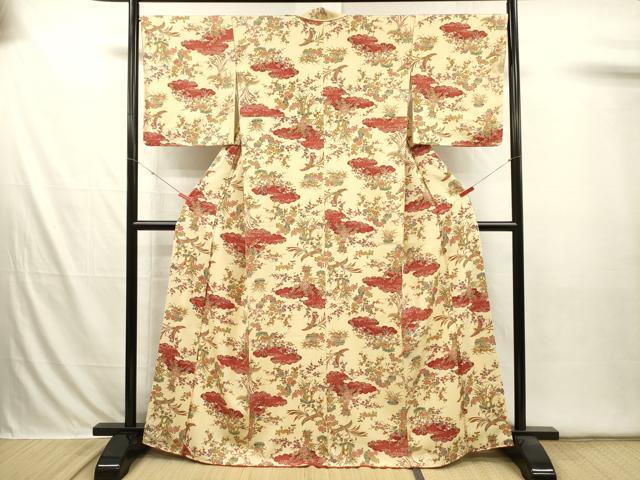 平和屋着物■上質な小紋 雲取り鳳凰花文 正絹 逸品 DABI3614ya