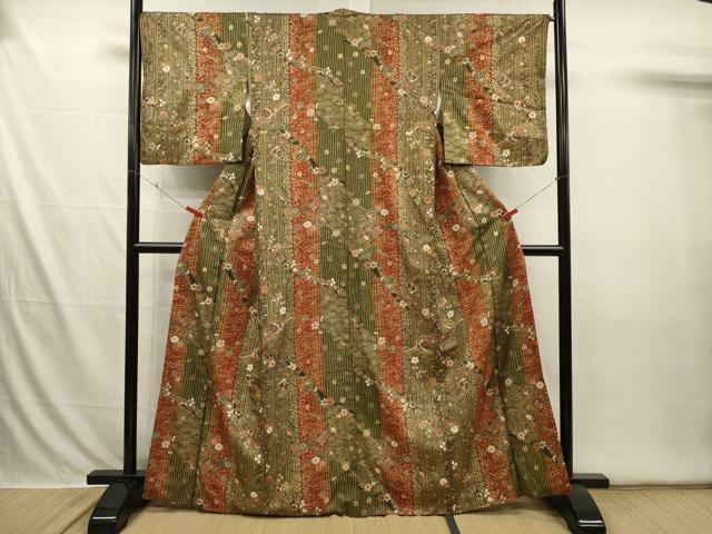 平和屋着物■上質な小紋 舞花花鳥間道 宝尽くし 金彩 正絹 逸品 DABI3615ya