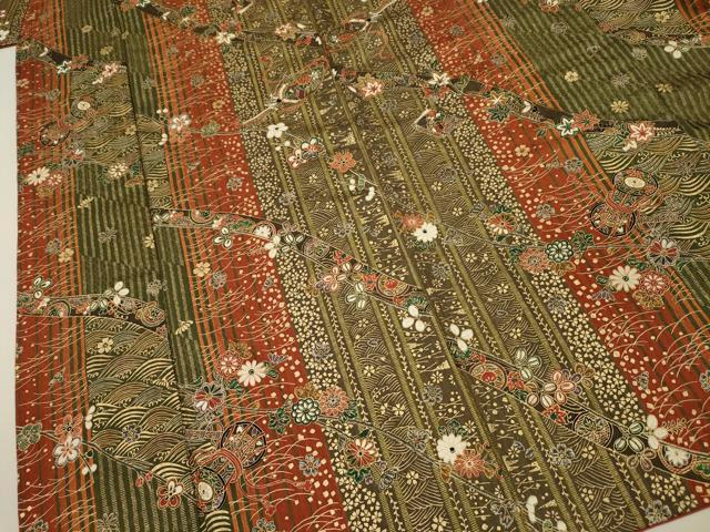 平和屋着物■上質な小紋 舞花花鳥間道 宝尽くし 金彩 正絹 逸品 DABI3615ya