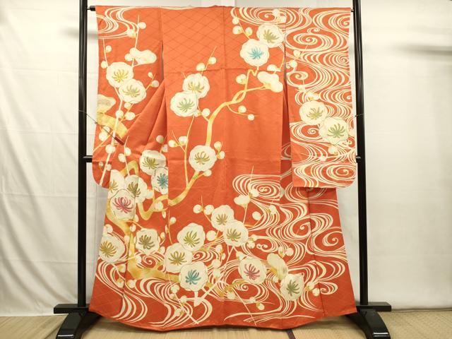 平和屋着物■豪華振袖 駒刺繍 枝梅文 金銀彩 正絹 逸品 DABI3618ya