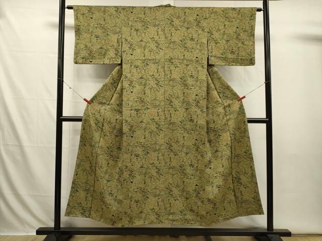 平和屋着物■上質な小紋 風景人物文 正絹 逸品 DABI3627ya