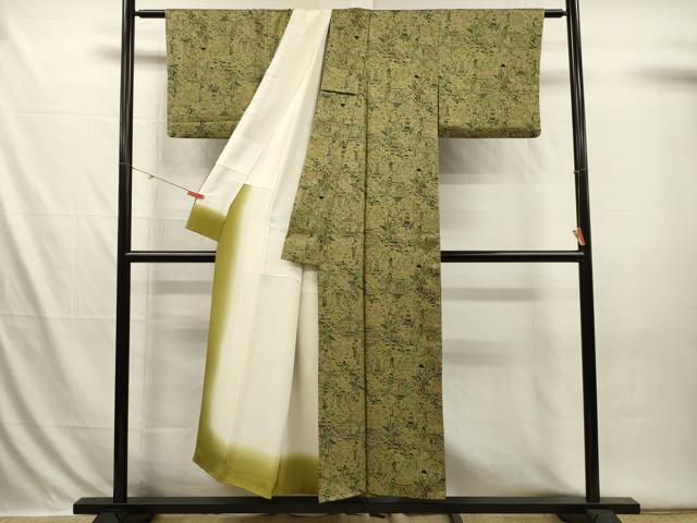 平和屋着物■上質な小紋 風景人物文 正絹 逸品 DABI3627ya