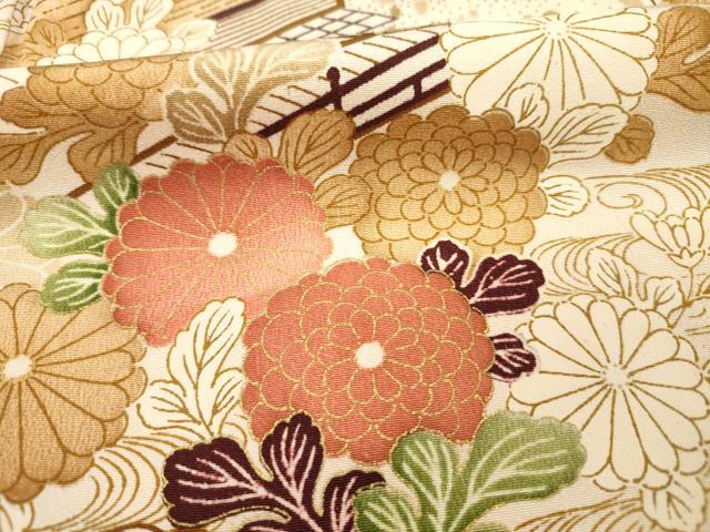 平和屋着物■上質な小紋 渡橋風景花松文 金彩 正絹 逸品 DABI3639ya