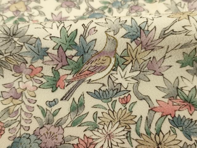平和屋着物■上質な小紋 花鳥文 金彩 正絹 逸品 DABI3642ya