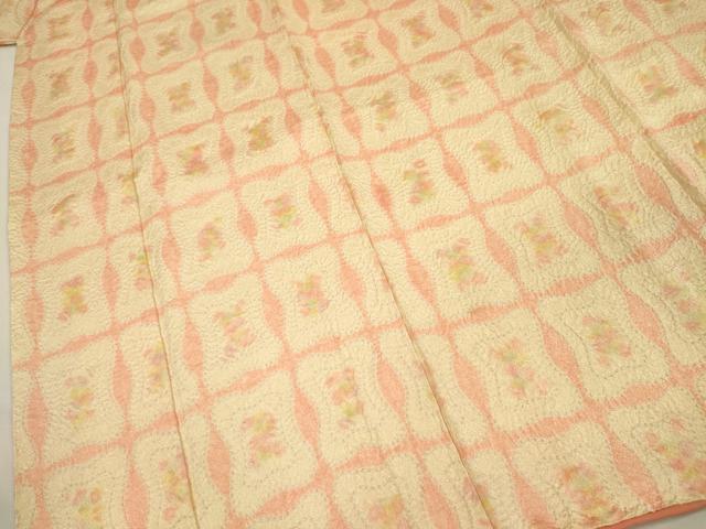 平和屋着物■上質な小紋 絞り 変わり格子 正絹 逸品 DABI3643ya