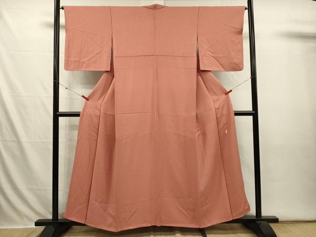 平和屋着物■本草木染作家 瑞寶 色無地 霞地紋 曙色 正絹 逸品 DABI3646ya