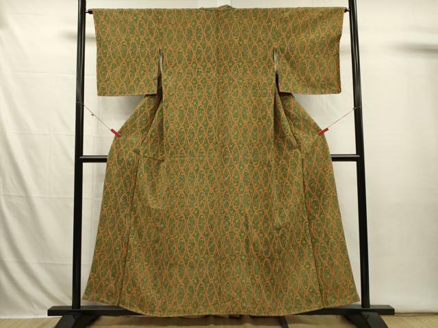 平和屋着物■上質な小紋 抽象草花文 お召縮緬 正絹 逸品 未使用 DABI3648ya