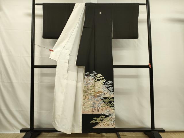 平和屋着物■豪華黒留袖 作家物 風景松文 正絹 逸品 DABI3660ya