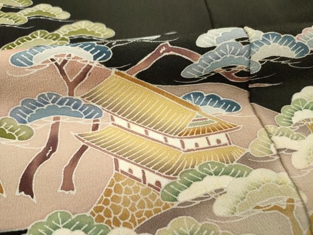 平和屋着物■豪華黒留袖 作家物 風景松文 正絹 逸品 DABI3660ya