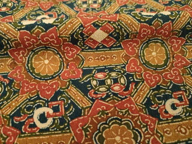 平和屋着物■上質な小紋 型染め 抽象花文 正絹 逸品 DABI3667ya