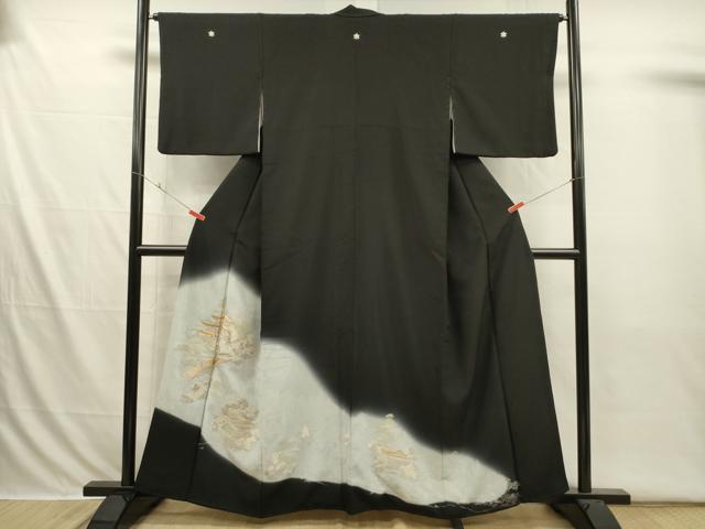 平和屋着物■豪華黒留袖 刺繍 風景文 暈し染め 金銀糸 正絹 逸品 DABI3670ya