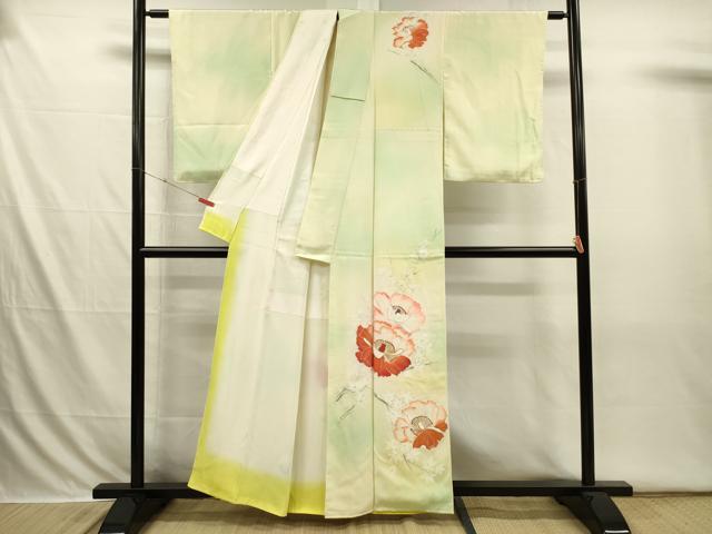 平和屋着物■訪問着 草花文 暈し染め 金彩 正絹 逸品 DABI3675ya